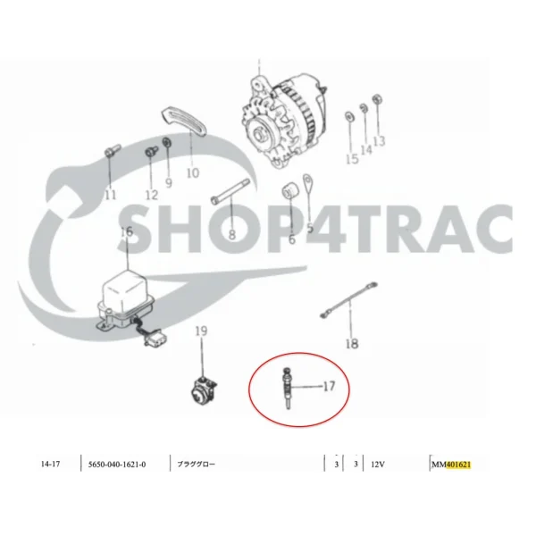 Świeca żarowa Solé Diesel Mini 33 | Mini 44 | Mini 55 – Vetus M4.15 | M4.17 – Craftsman Marine CM4.42 – JF Marine Power JF10 | JF15