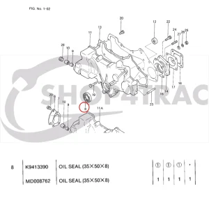 Uszczelniacz wału korbowego przedni Solé Diesel Mini 33 | Mini 44 | Mini 55 – Vetus M4.15 | M4.17 – Craftsman Marine CM4.42 – JF Marine Power JF10 | JF15