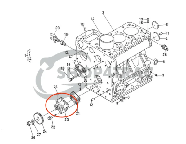 Pompa oleju silnikowego Universal M15 | M-25 | M-25XP | M-35 – Nanni 3.90HE | 4.110HE – Renault Marine D950