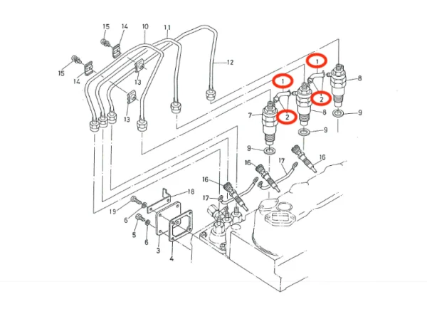 Przewód powrotny paliwa Universal M-25 | M-25XP – Nanni 3.90HE – Renault Marine D950
