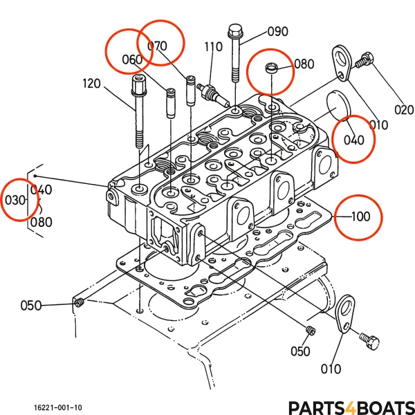 Głowica cylindra kompletna + zestaw uszczelnień + świece żarowe Beta Marine Beta 30 – Nanni N3.30