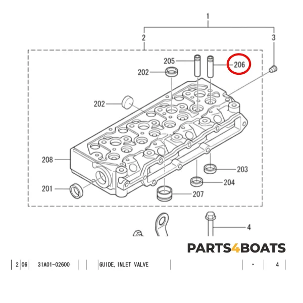 Przewód zaworowy wlotu Solé Diesel Mini 33 | Mini 44 | Mini 55 – Vetus M4.15 | M4.17 – Craftsman Marine CM4.42 – JF Marine Power JF10 | JF15